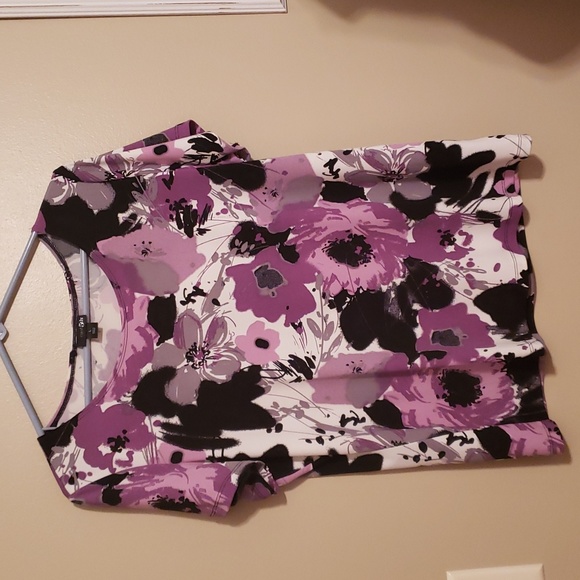 JM Collection Tops - East Fith Strength Poly Blouse Purple & Black Large